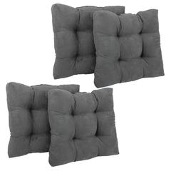 19-inch Squared Microsuede Tufted Dining Chair Cushion (Set of Four)