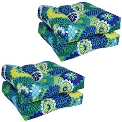 19-inch Squared Patterned Spun Polyester Tufted Dining Chair Cushions (Set of 4)