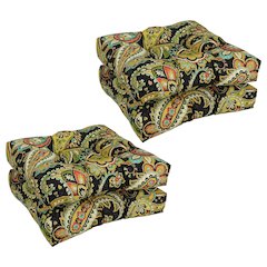 19-inch Squared Patterned Spun Polyester Tufted Dining Chair Cushions (Set of 4)