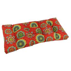 42-inch by 19-inch Squared Patterned Spun Polyester Tufted Loveseat Cushion  94006-LS-REO-41