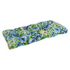 42-inch by 19-inch Squared Patterned Spun Polyester Tufted Loveseat Cushion  94006-LS-REO-65