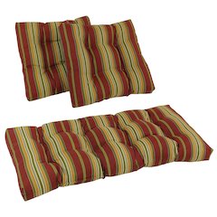 Squared Patterned Spun Polyester Tufted Settee Cushions (Set of 3)