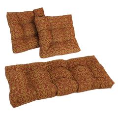 Square Spun Polyester Outdoor Tufted Settee Cushions (Set of 3)