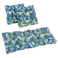 Square Spun Polyester Outdoor Tufted Settee Cushions (Set of 3)