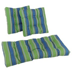 Squared Patterned Spun Polyester Tufted Settee Cushions (Set of 3)