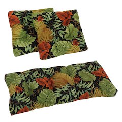 Squared Patterned Spun Polyester Tufted Settee Cushions (Set of 3)