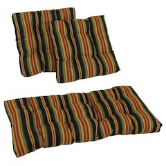 Squared Patterned Spun Polyester Tufted Settee Cushions (Set of 3)