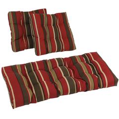 Square Spun Polyester Outdoor Tufted Settee Cushions (Set of 3)