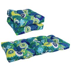 Squared Patterned Spun Polyester Tufted Settee Cushions (Set of 3)