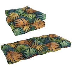 Squared Patterned Spun Polyester Tufted Settee Cushions (Set of 3)