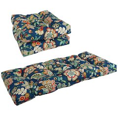 Squared Patterned Spun Polyester Tufted Settee Cushions (Set of 3)