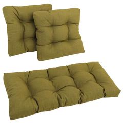 Square Spun Polyester Outdoor Tufted Settee Cushions (Set of 3)