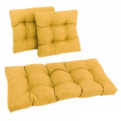 Square Spun Polyester Outdoor Tufted Settee Cushions (Set of 3)