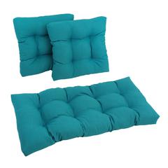 Square Spun Polyester Outdoor Tufted Settee Cushions (Set of 3)