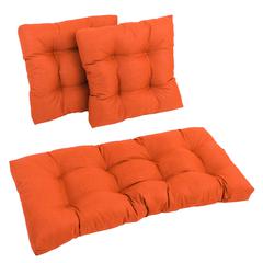 Square Spun Polyester Outdoor Tufted Settee Cushions (Set of 3)