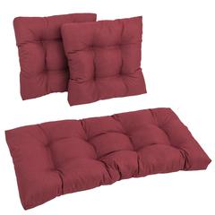 Square Spun Polyester Outdoor Tufted Settee Cushions (Set of 3)