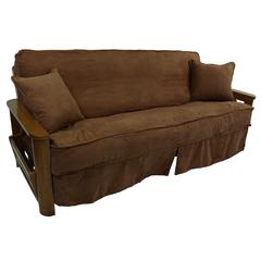 Solid Microsuede Double Corded 8 to 9-inch Full Futon Slipcover Set with Two 18-inch Throw Pillows (Set of 3)