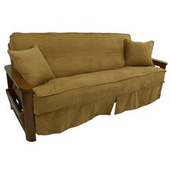 Solid Microsuede Double Corded 8 to 9-inch Full Futon Slipcover Set with Two 18-inch Throw Pillows (Set of 3)
