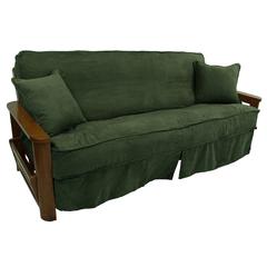 Solid Microsuede Double Corded 8 to 9-inch Full Futon Slipcover Set with Two 18-inch Throw Pillows (Set of 3)