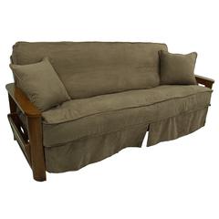 Solid Microsuede Double Corded 8 to 9-inch Full Futon Slipcover Set with Two 18-inch Throw Pillows (Set of 3)