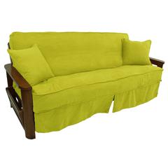 Solid Microsuede Double Corded 8 to 9-inch Full Futon Slipcover Set with Two 18-inch Throw Pillows (Set of 3)