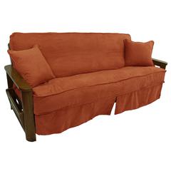 Solid Microsuede Double Corded 8 to 9-inch Full Futon Slipcover Set with Two 18-inch Throw Pillows (Set of 3)