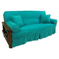 Solid Microsuede Double Corded 8 to 9-inch Full Futon Slipcover Set with Four Throw Pillows (Set of 5)