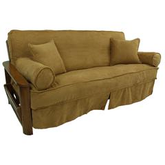 Solid Microsuede Double Corded 8 to 9-inch Full Futon Slipcover Set with Four Throw Pillows (Set of 5)