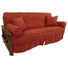 Solid Microsuede Double Corded 8 to 9-inch Full Futon Slipcover Set with Four Throw Pillows (Set of 5)