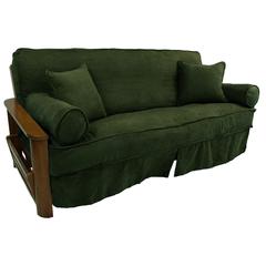 Solid Microsuede Double Corded 8 to 9-inch Full Futon Slipcover Set with Four Throw Pillows (Set of 5)
