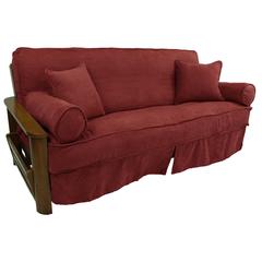 Solid Microsuede Double Corded 8 to 9-inch Full Futon Slipcover Set with Four Throw Pillows (Set of 5)