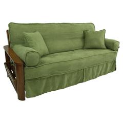 Solid Microsuede Double Corded 8 to 9-inch Full Futon Slipcover Set with Four Throw Pillows (Set of 5)