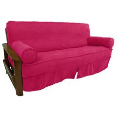 Solid Microsuede Double Corded 8 to 9-inch Full Futon Slipcover Set with Two 20 by 8-inch Bolster Pillows (Set of 3)