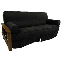 Solid Microsuede Double Corded 8 to 9-inch Full Futon Slipcover Set with Two 20 by 8-inch Bolster Pillows (Set of 3)