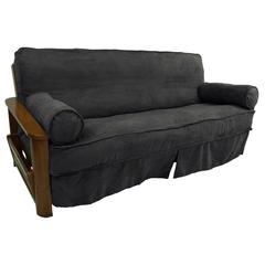 Solid Microsuede Double Corded 8 to 9-inch Full Futon Slipcover Set with Two 20 by 8-inch Bolster Pillows (Set of 3)