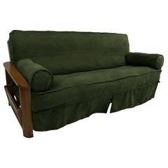 Solid Microsuede Double Corded 8 to 9-inch Full Futon Slipcover Set with Two 20 by 8-inch Bolster Pillows (Set of 3)