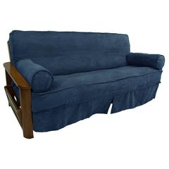 Solid Microsuede Double Corded 8 to 9-inch Full Futon Slipcover Set with Two 20 by 8-inch Bolster Pillows (Set of 3)