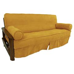 Solid Microsuede Double Corded 8 to 9-inch Full Futon Slipcover Set with Two 20 by 8-inch Bolster Pillows (Set of 3)