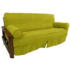 Solid Microsuede Double Corded 8 to 9-inch Full Futon Slipcover Set with Two 20 by 8-inch Bolster Pillows (Set of 3)