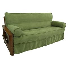 Solid Microsuede Double Corded 8 to 9-inch Full Futon Slipcover Set with Two 20 by 8-inch Bolster Pillows (Set of 3)