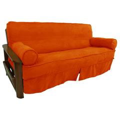 Solid Microsuede Double Corded 8 to 9-inch Full Futon Slipcover Set with Two 20 by 8-inch Bolster Pillows (Set of 3)