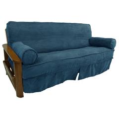 Solid Microsuede Double Corded 8 to 9-inch Full Futon Slipcover Set with Two 20 by 8-inch Bolster Pillows (Set of 3) 9674-CD-MS-TL