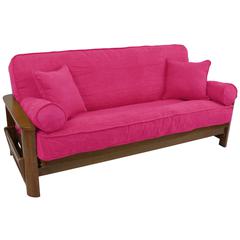 Solid Microsuede Double Corded 8 to 9-inch Full Futon Cover Set with Four Throw Pillows (Set of 5)