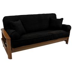 Solid Microsuede Double Corded 8 to 9-inch Full Futon Cover Set with Four Throw Pillows (Set of 5)