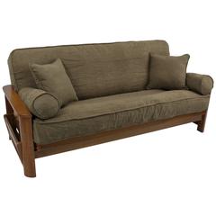 Solid Microsuede Double Corded 8 to 9-inch Full Futon Cover Set with Four Throw Pillows (Set of 5)