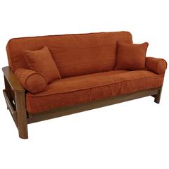 Solid Microsuede Double Corded 8 to 9-inch Full Futon Cover Set with Four Throw Pillows (Set of 5)