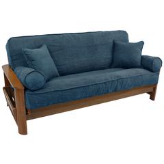 Solid Microsuede Double Corded 8 to 9-inch Full Futon Cover Set with Four Throw Pillows (Set of 5) 9680-CD-MS-TL