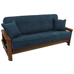 Solid Microsuede Double Corded 8 to 9-inch Full Futon Cover Set with Two 18-inch Throw Pillows (Set of 3)