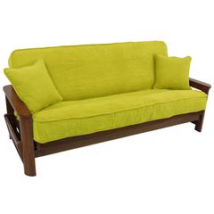 Solid Microsuede Double Corded 8 to 9-inch Full Futon Cover Set with Two 18-inch Throw Pillows (Set of 3)