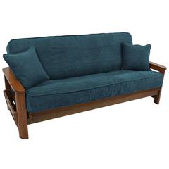 Solid Microsuede Double Corded 8 to 9-inch Full Futon Cover Set with Two 18-inch Throw Pillows (Set of 3) 9682-CD-MS-TL